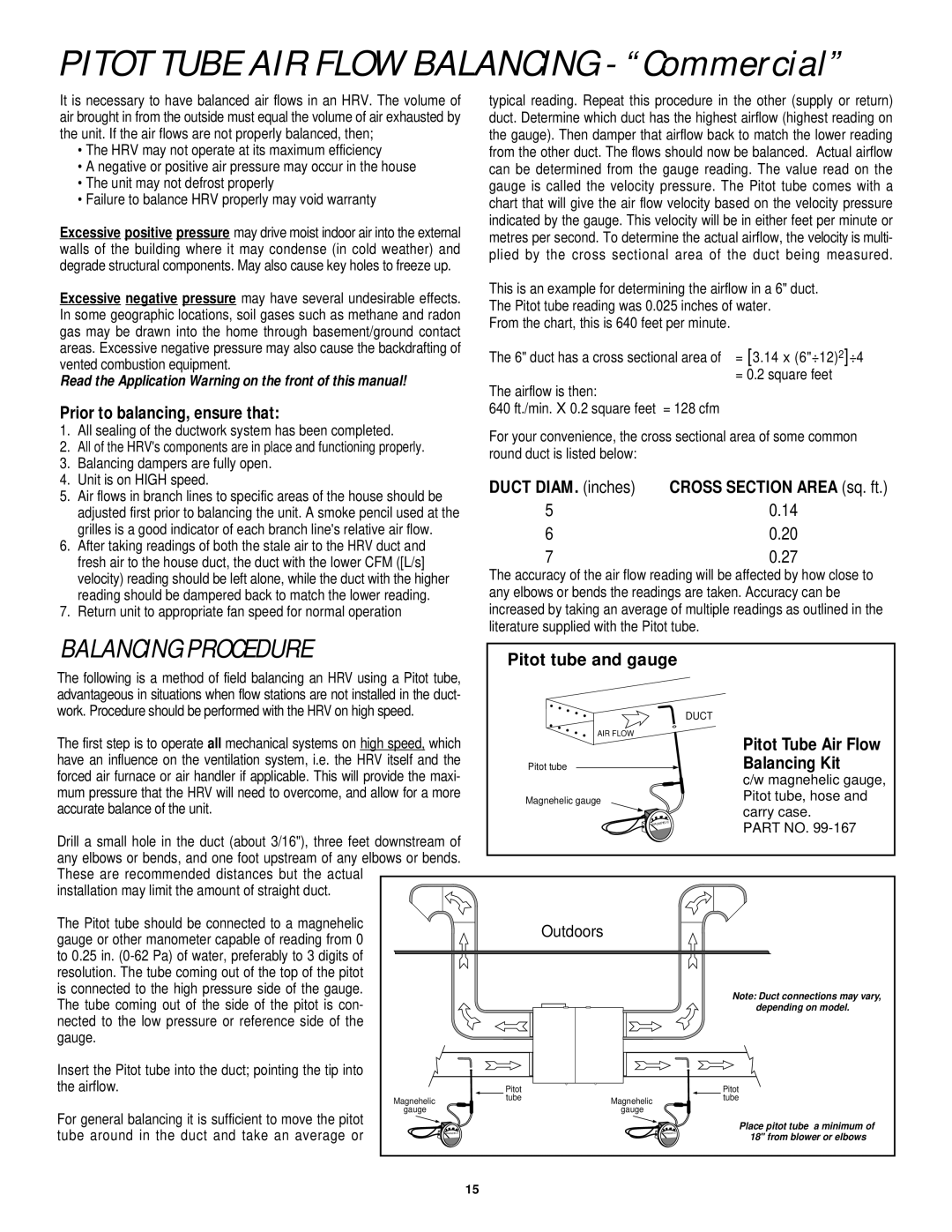 Lifebreath 2500IFD installation manual Pitot Tube AIR Flow Balancing Commercial 