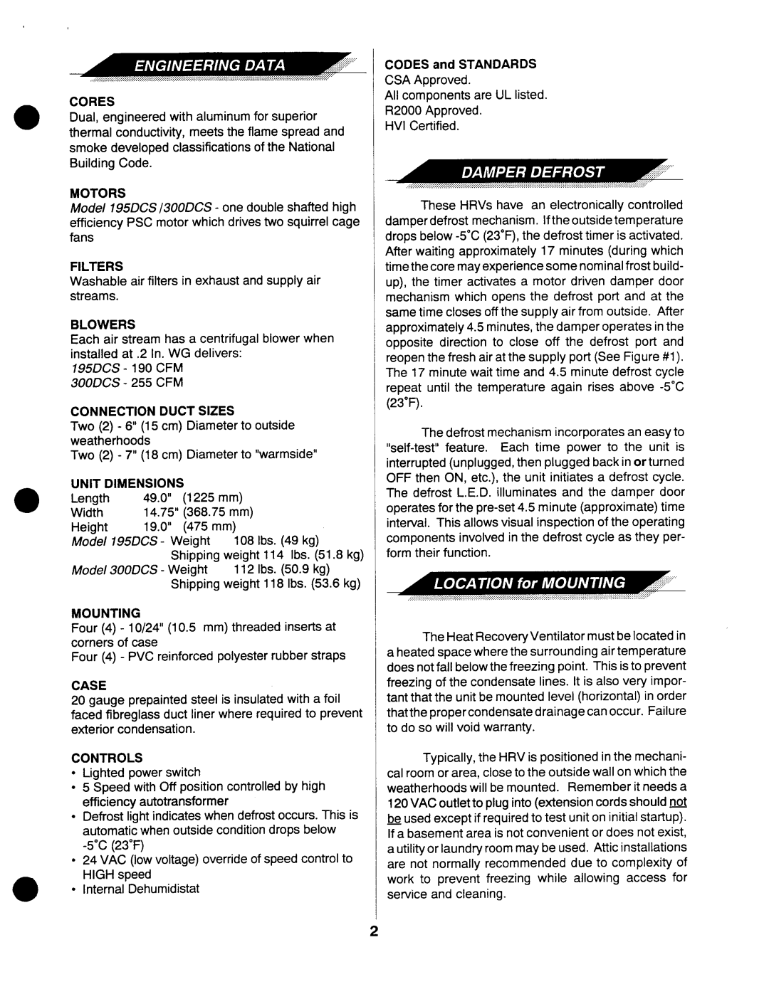 Lifebreath 195DCS, 300DCS manual 