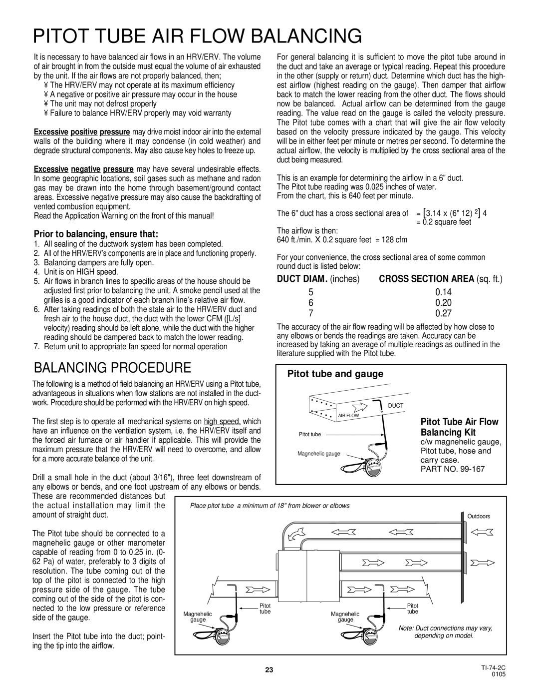 Lifebreath 1200ERV, 850FD/DD, 500ERV, 1200FD/DD, 700FD/DD, 700ERV, 500DCS specifications Pitot Tube AIR Flow Balancing 