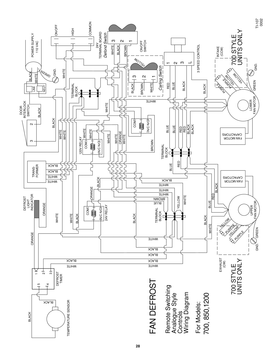 Lifebreath 850FD/DD, 500ERV, 1200ERV, 1200FD/DD, 700FD/DD, 700ERV, 500DCS specifications FAN Defrost 