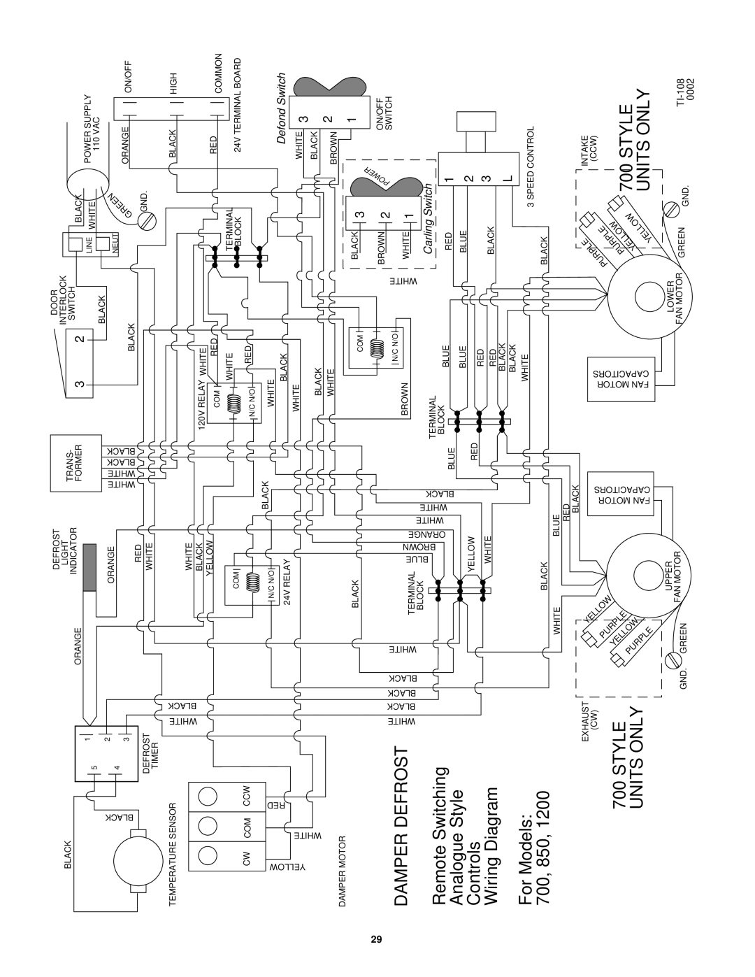 Lifebreath 500ERV, 850FD/DD, 1200ERV, 1200FD/DD, 700FD/DD, 700ERV, 500DCS specifications Damper Defrost 