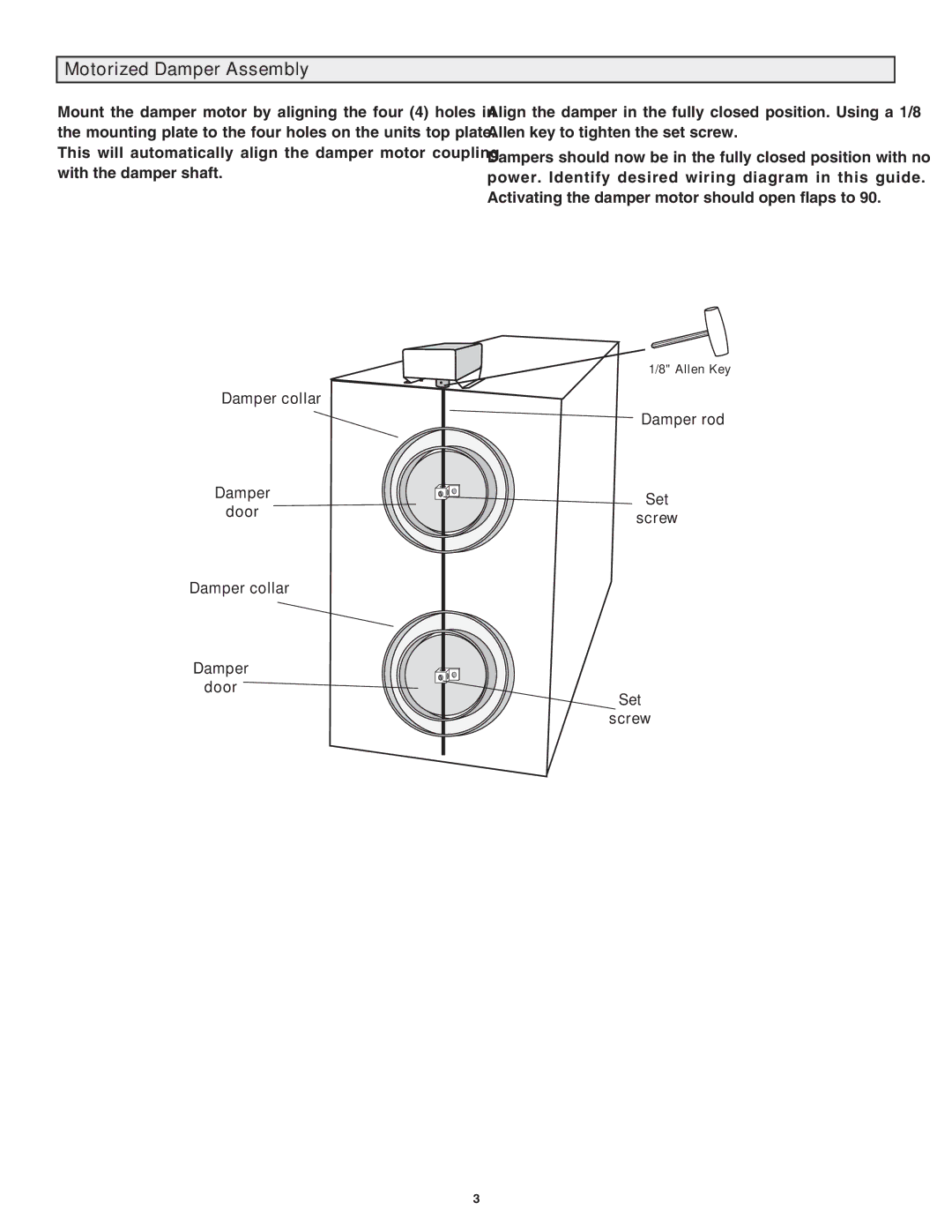 Lifebreath 94-EXCHANGER-MD Motorized Damper Assembly, Damper collar Damper rod, Damper collar Door Set Screw 