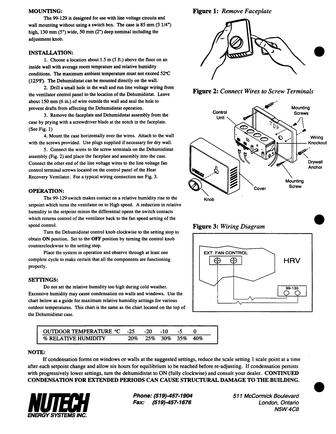 Lifebreath 99-129 manual 