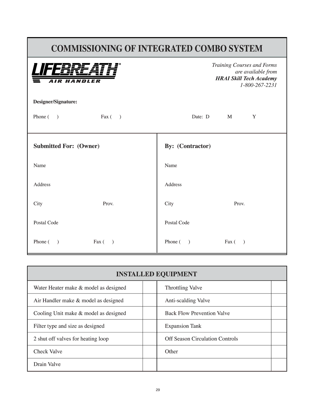 Lifebreath AH60BHW, AH40DHW, AH60DHW, AH40BHW, AH80BHW installation manual 