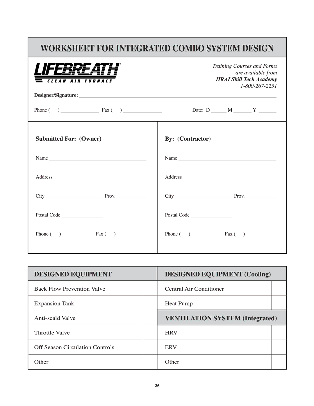 Lifebreath CAF-02-MB installation manual 