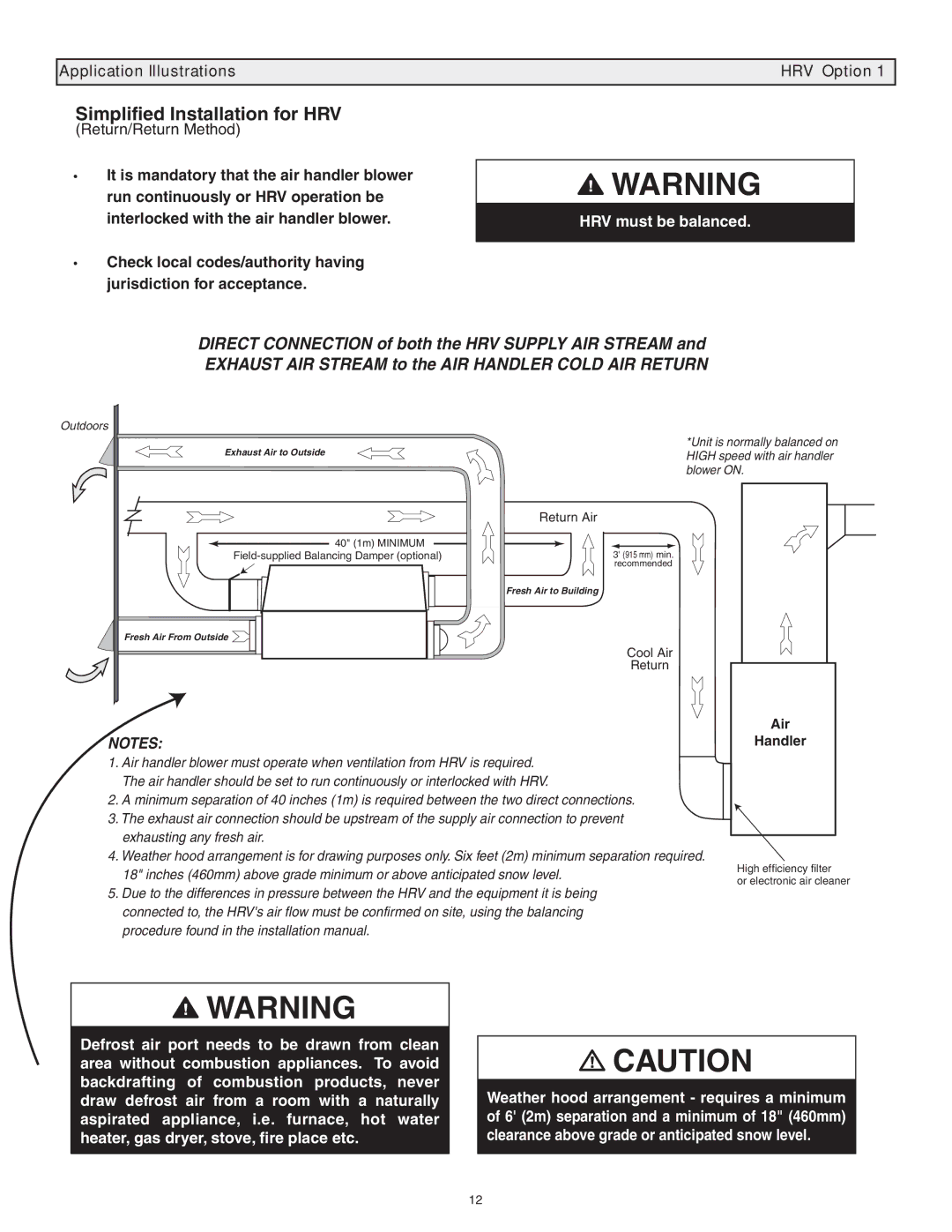 Lifebreath RNC120F, 120ERV installation manual Simplified Installation for HRV, Air Handler 