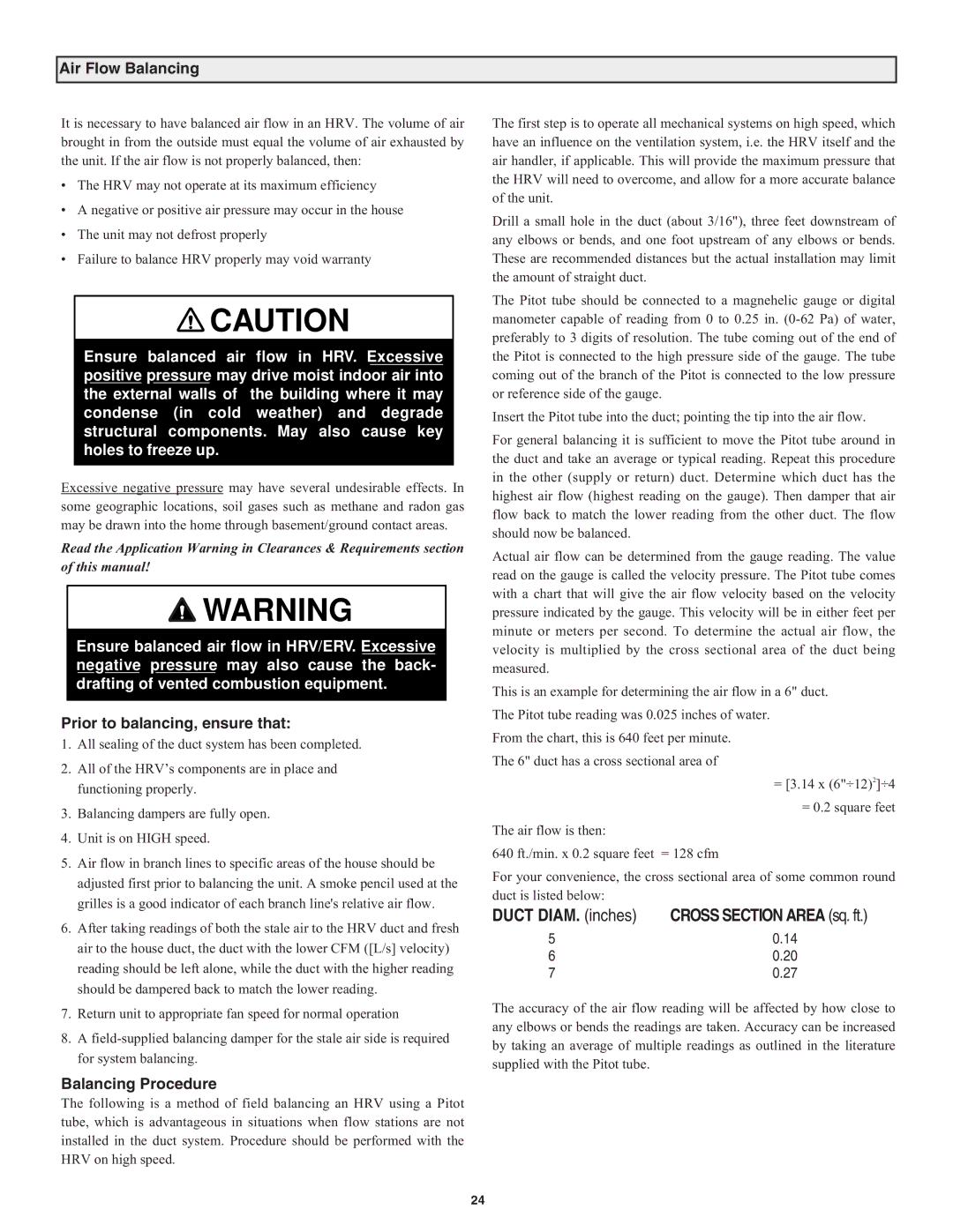 Lifebreath RNC120D, RNC5-TPD, RNC200, RNC10, RNC95 Air Flow Balancing, Prior to balancing, ensure that, Balancing Procedure 