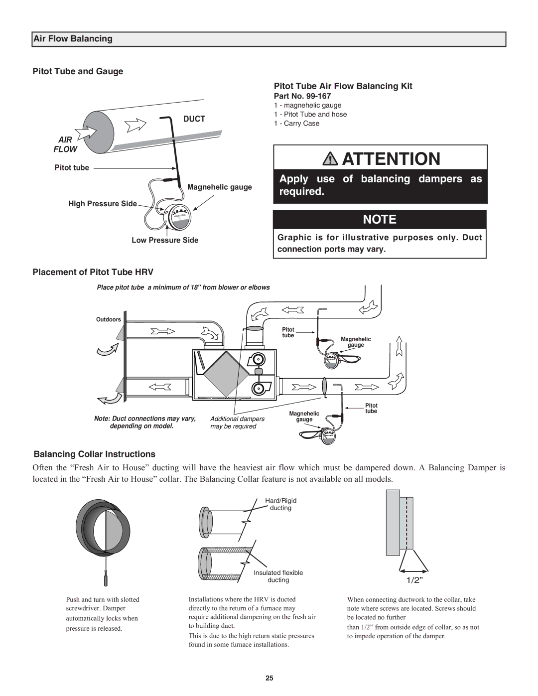 Lifebreath RNC95, RNC5-TPD, RNC200, RNC10 Air Flow Balancing Pitot Tube and Gauge, Duct, Pitot Tube Air Flow Balancing Kit 