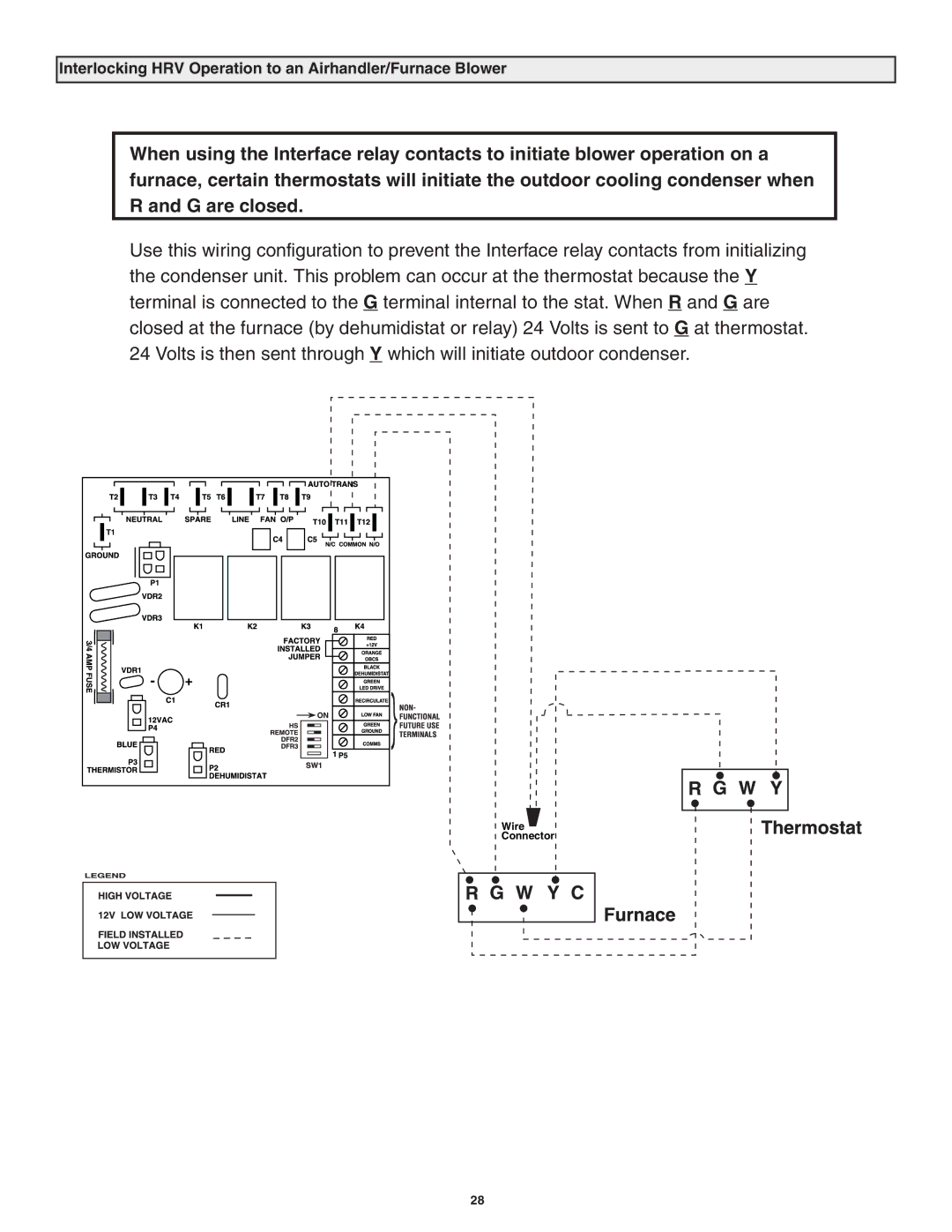 Lifebreath RNC5-TPD, RNC200, RNC10, RNC120D, RNC95, RNC155 manual Interlocking HRV Operation to an Airhandler/Furnace Blower 