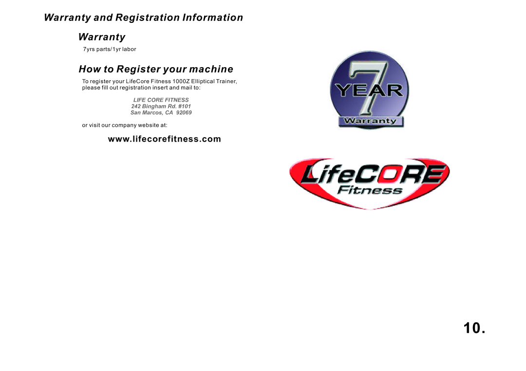 LifeCore Fitness 1000Z manual Warranty and Registration Information, How to Register your machine 