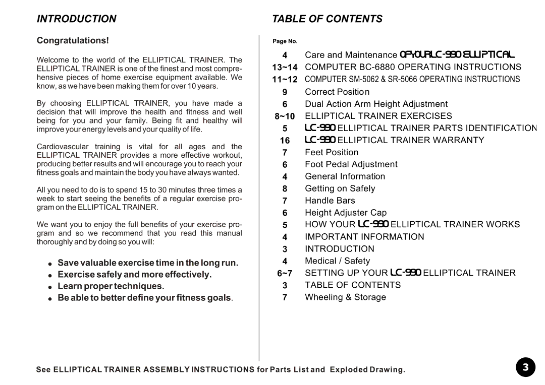 LifeCore Fitness LC-990 manual Introduction 