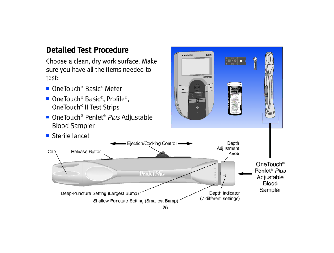 Lifescan Basic Blood Glucose Monitoring System manual Detailed Test Procedure 