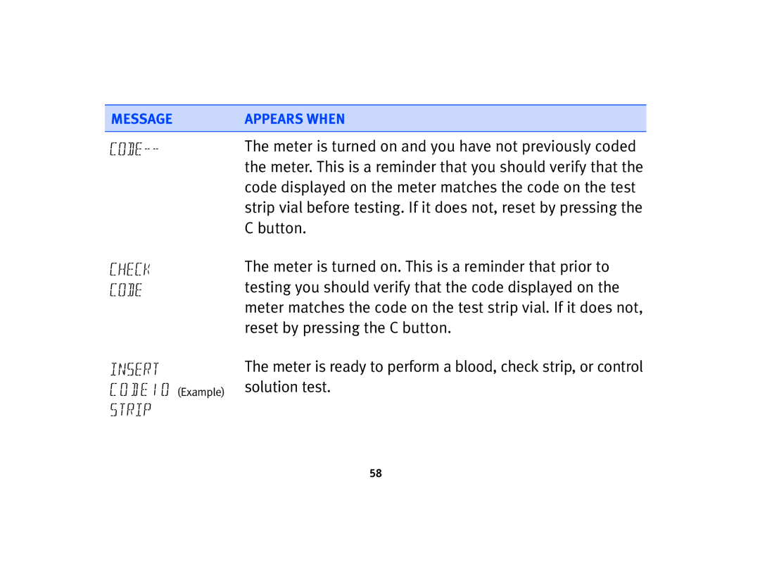 Lifescan Basic Blood Glucose Monitoring System manual Button, Solution test 