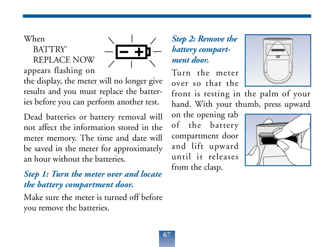 Lifescan Blood Glucose Monitor manual BATTRY` Replace NOW 