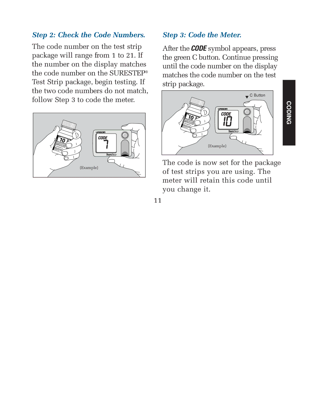 Lifescan blood glucose monitoring system manual Check the Code Numbers, Code the Meter 