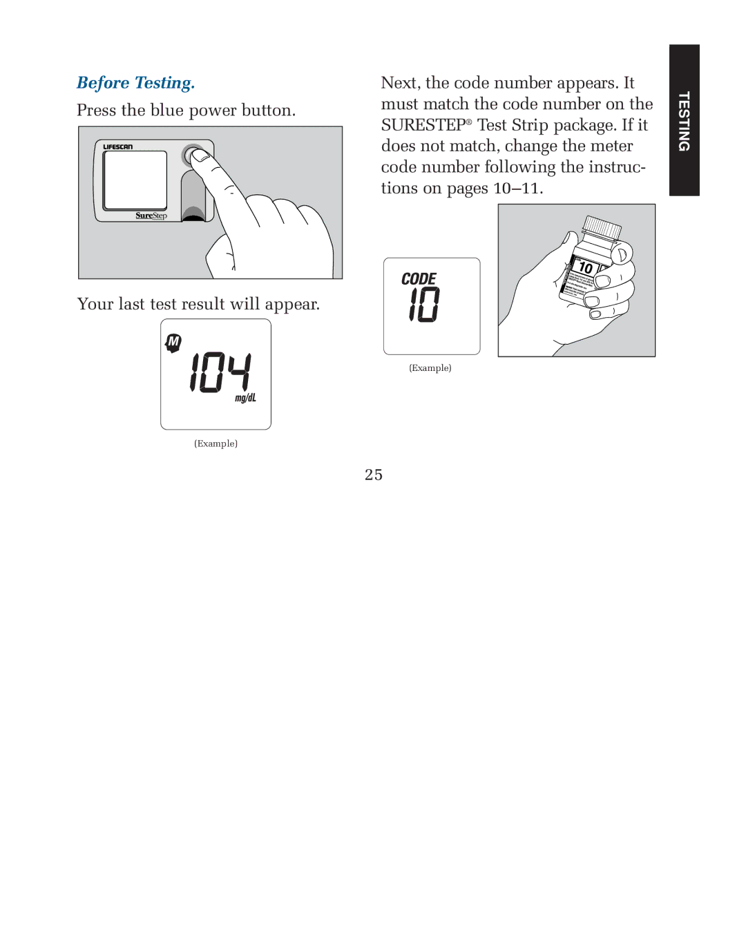 Lifescan blood glucose monitoring system manual Before Testing 