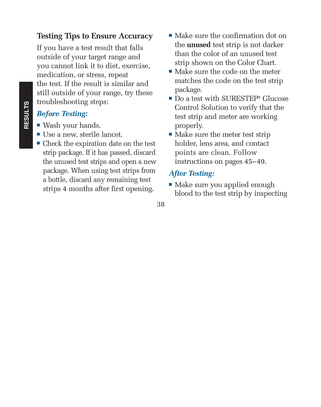 Lifescan blood glucose monitoring system manual Testing Tips to Ensure Accuracy, After Testing 