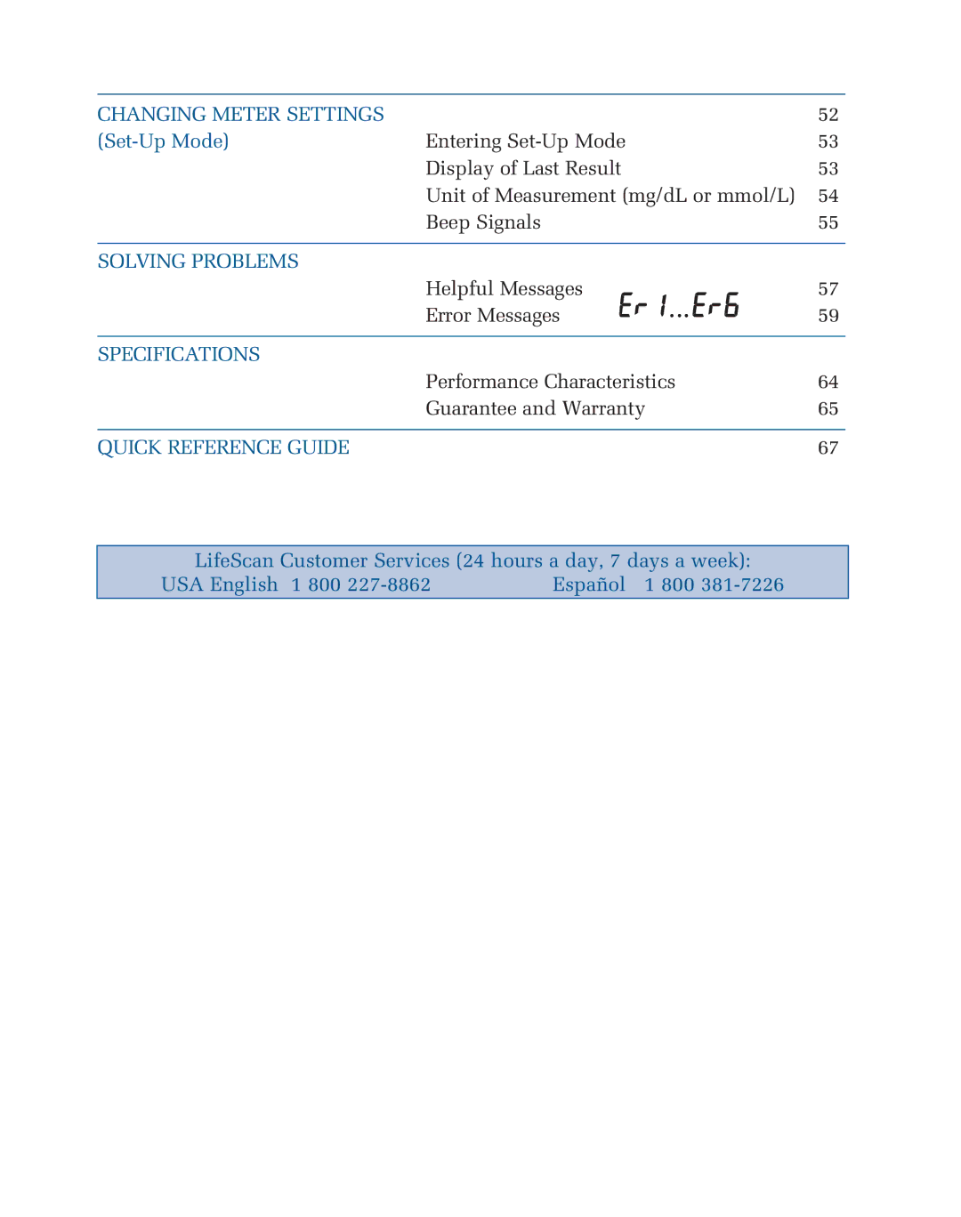 Lifescan blood glucose monitoring system manual Solving Problems 