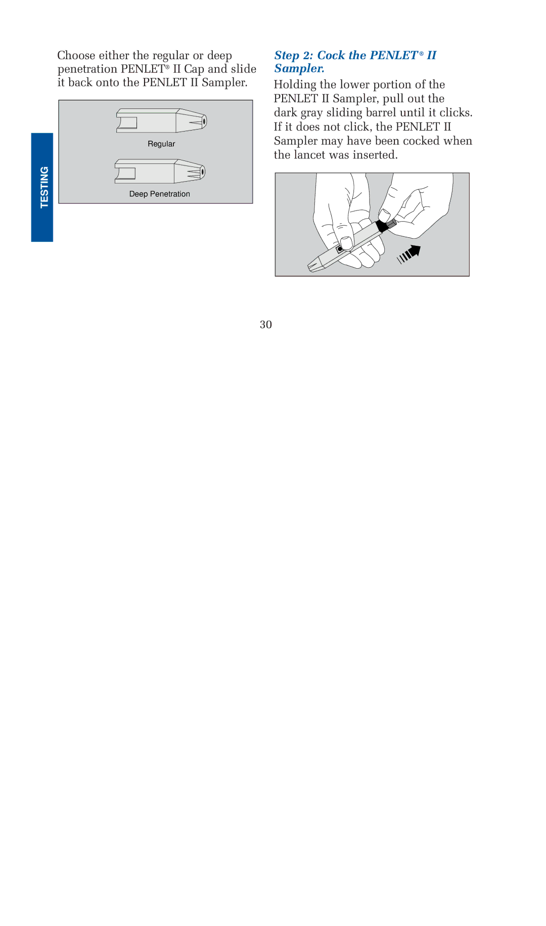 Lifescan blood glucose monitoring system manual Cock the Penlet II Sampler 