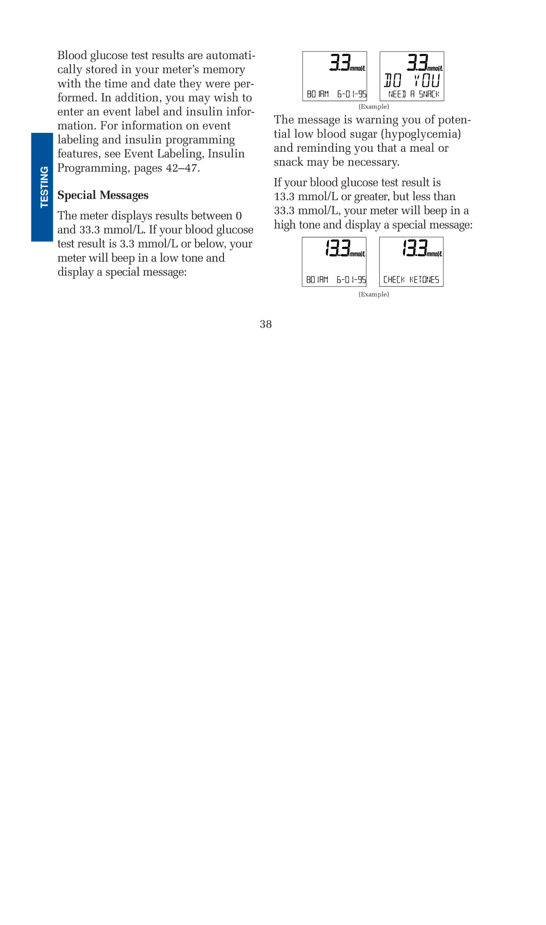 Lifescan blood glucose monitoring system manual Special Messages 