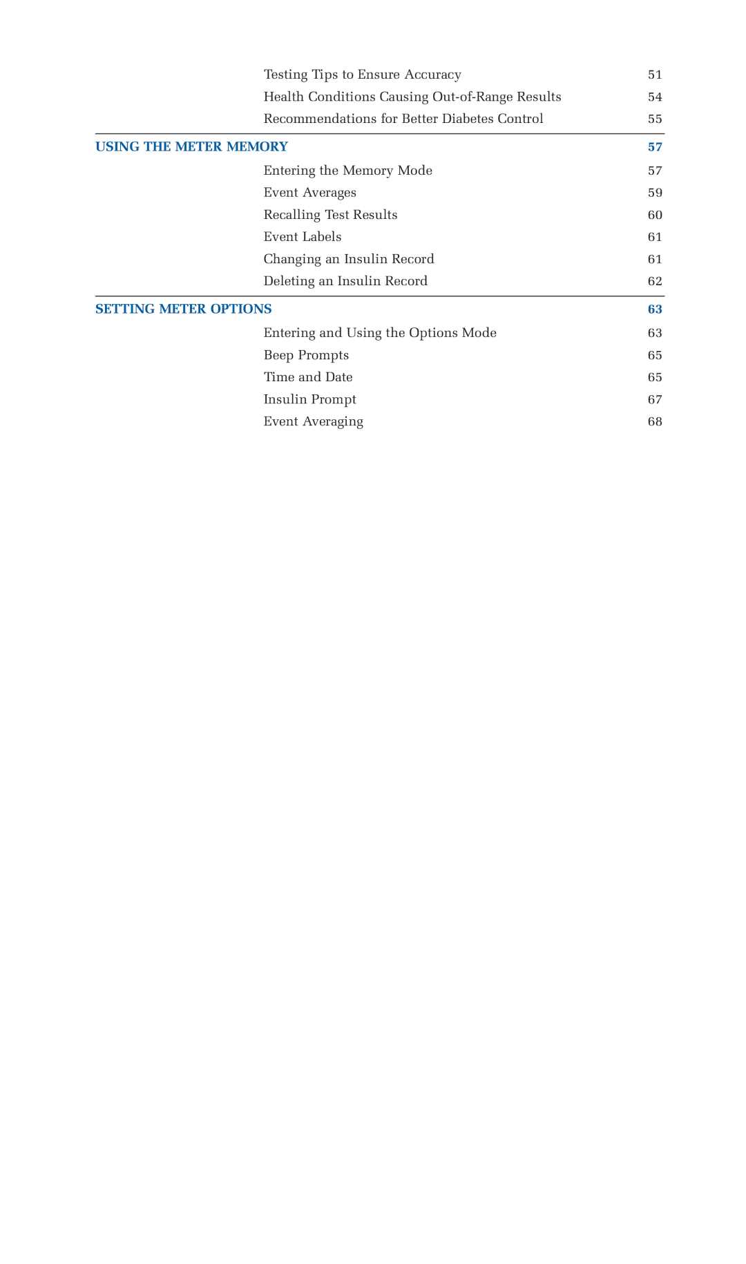 Lifescan blood glucose monitoring system manual Using the Meter Memory 