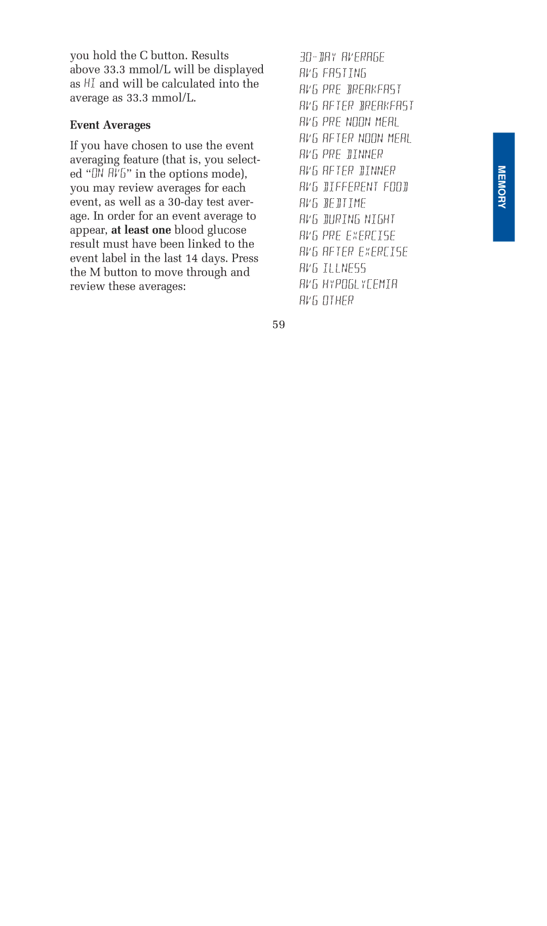 Lifescan blood glucose monitoring system manual Event Averages 