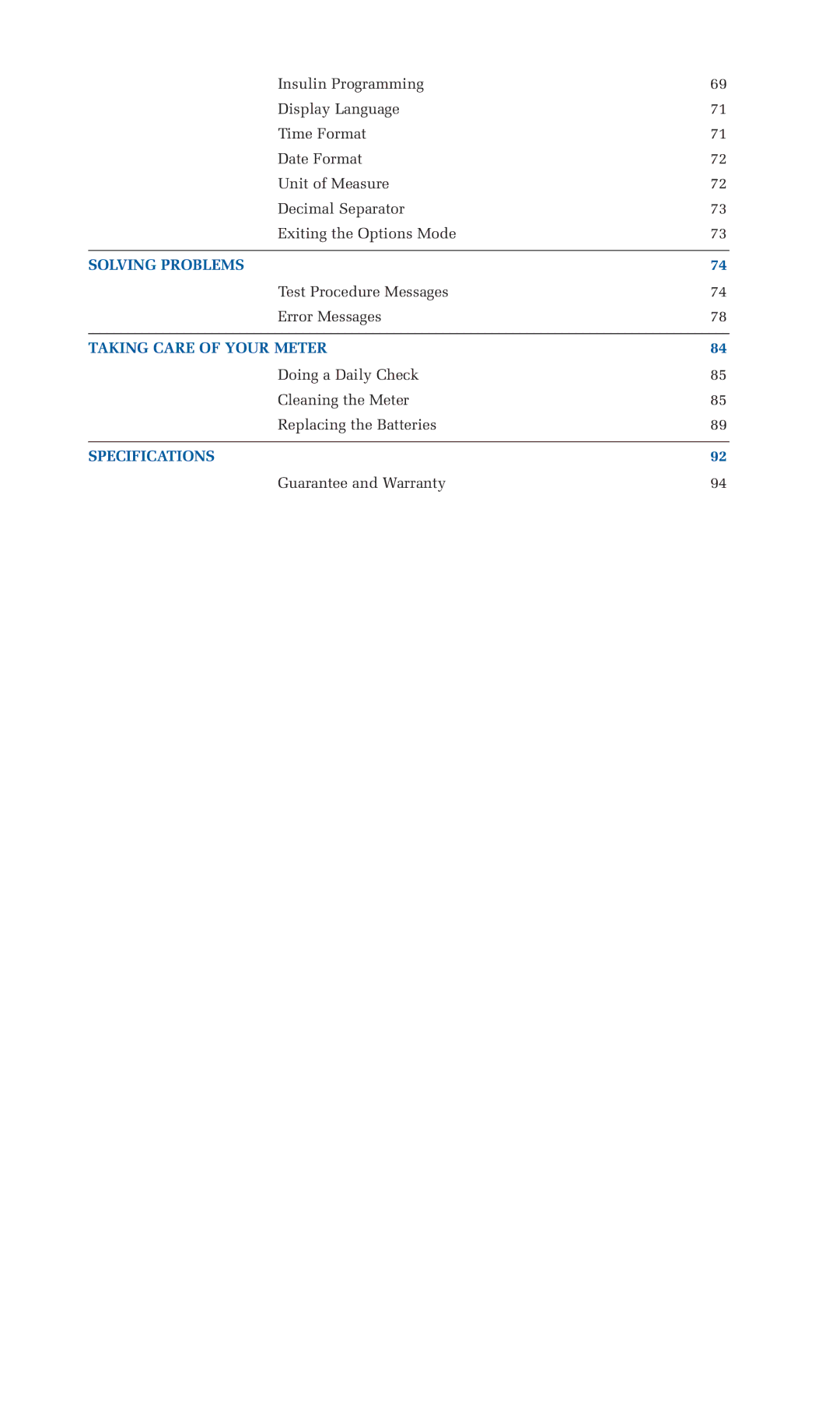 Lifescan blood glucose monitoring system manual Solving Problems 