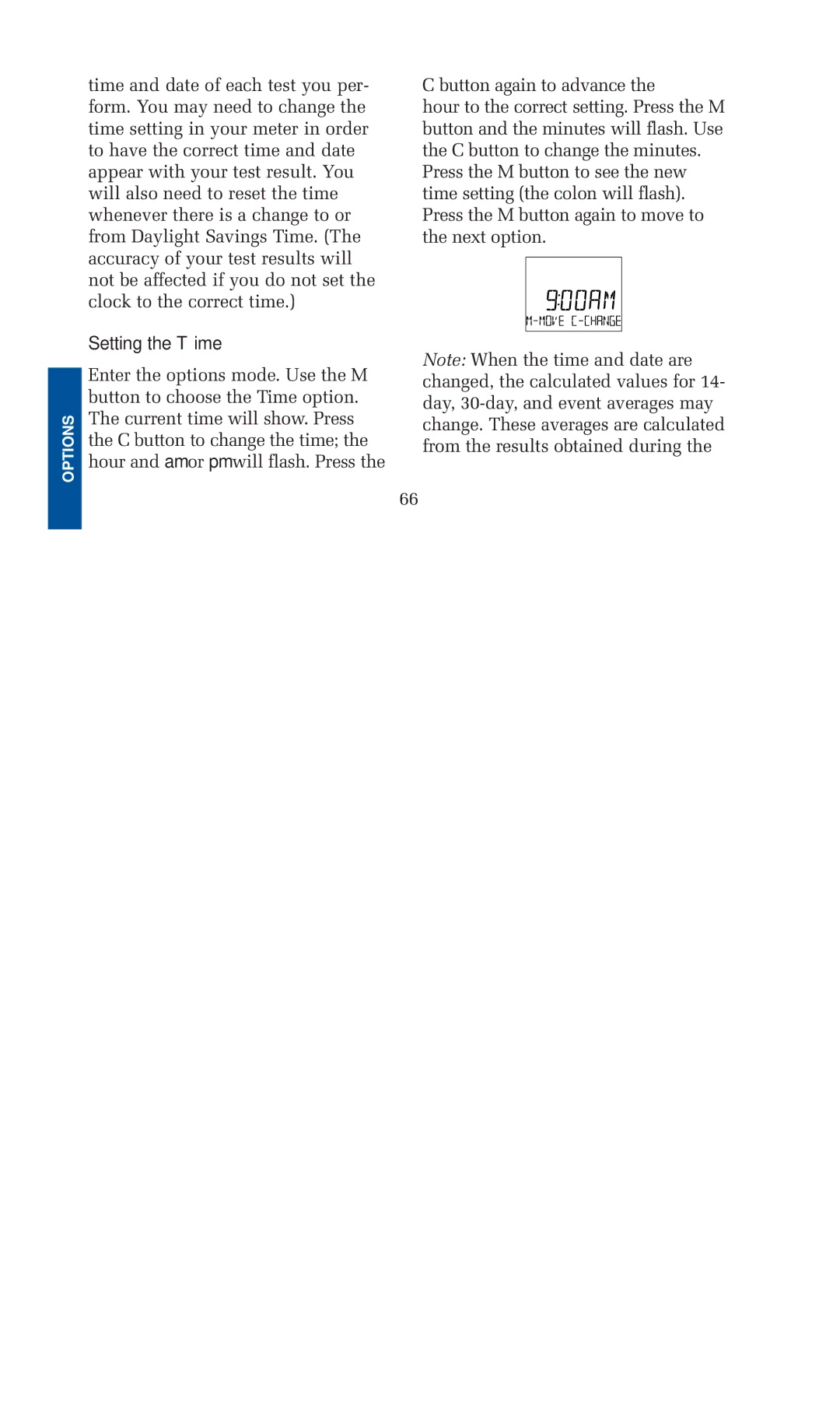 Lifescan blood glucose monitoring system manual Setting the Time 