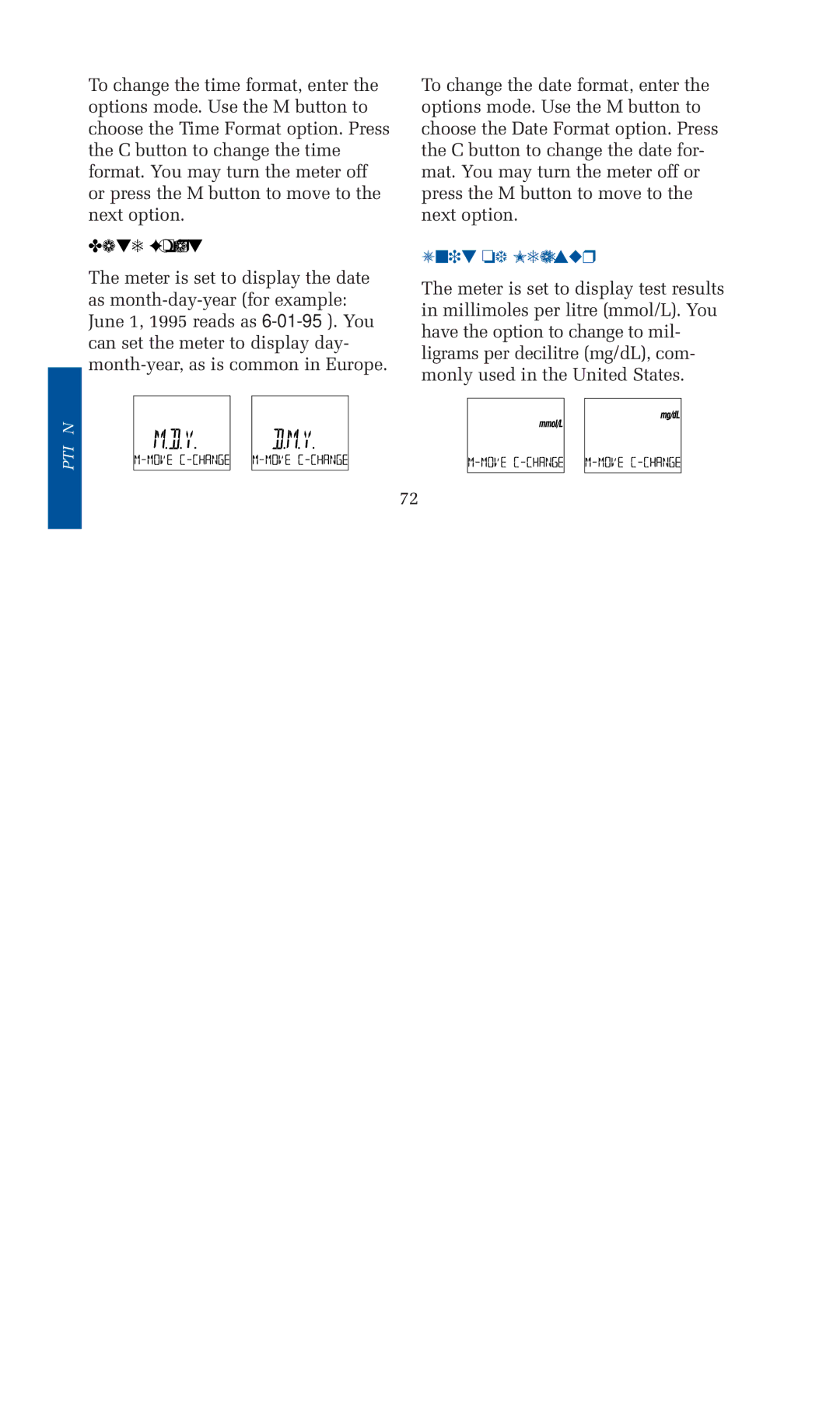 Lifescan blood glucose monitoring system manual Date Format, Unit of Measure 