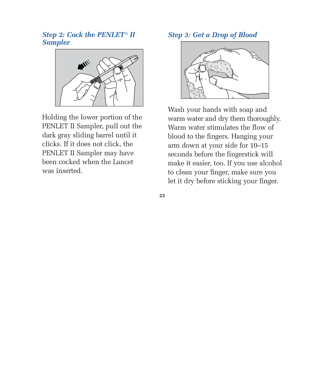 Lifescan blood glucose monitoring system manual Cock the Penlet Sampler, Get a Drop of Blood 