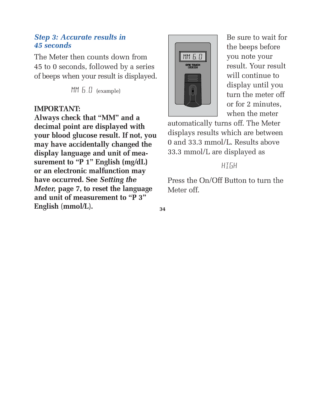 Lifescan blood glucose monitoring system manual Accurate results in 45 seconds 