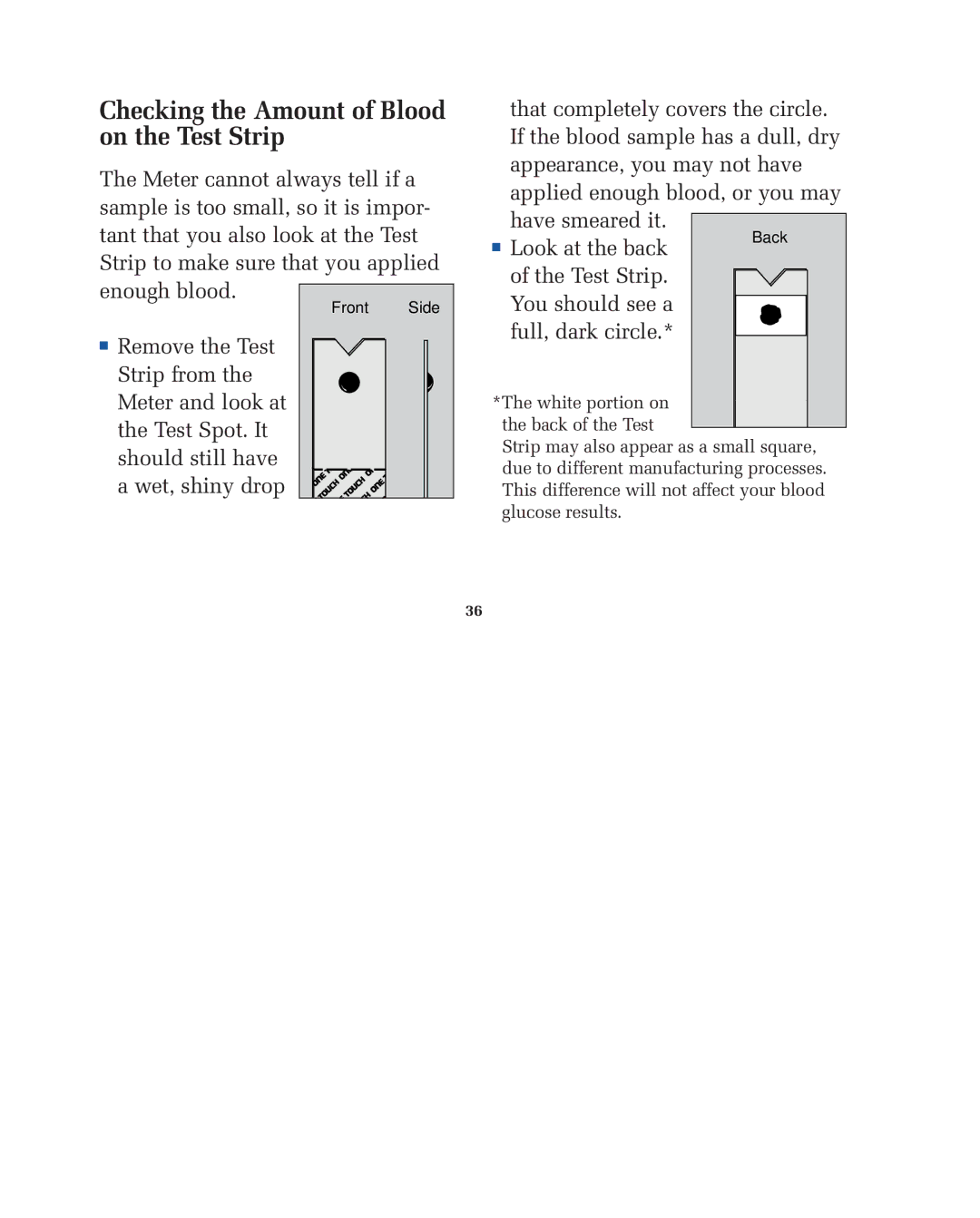 Lifescan blood glucose monitoring system manual Checking the Amount of Blood on the Test Strip 