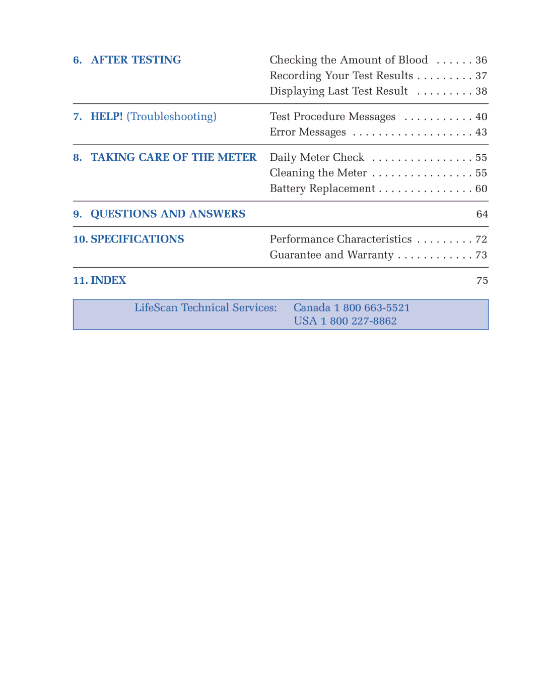 Lifescan blood glucose monitoring system manual Taking Care of the Meter 