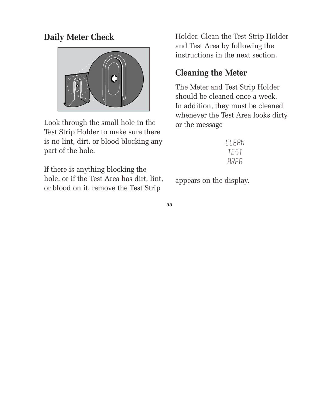 Lifescan blood glucose monitoring system manual Daily Meter Check, Cleaning the Meter 