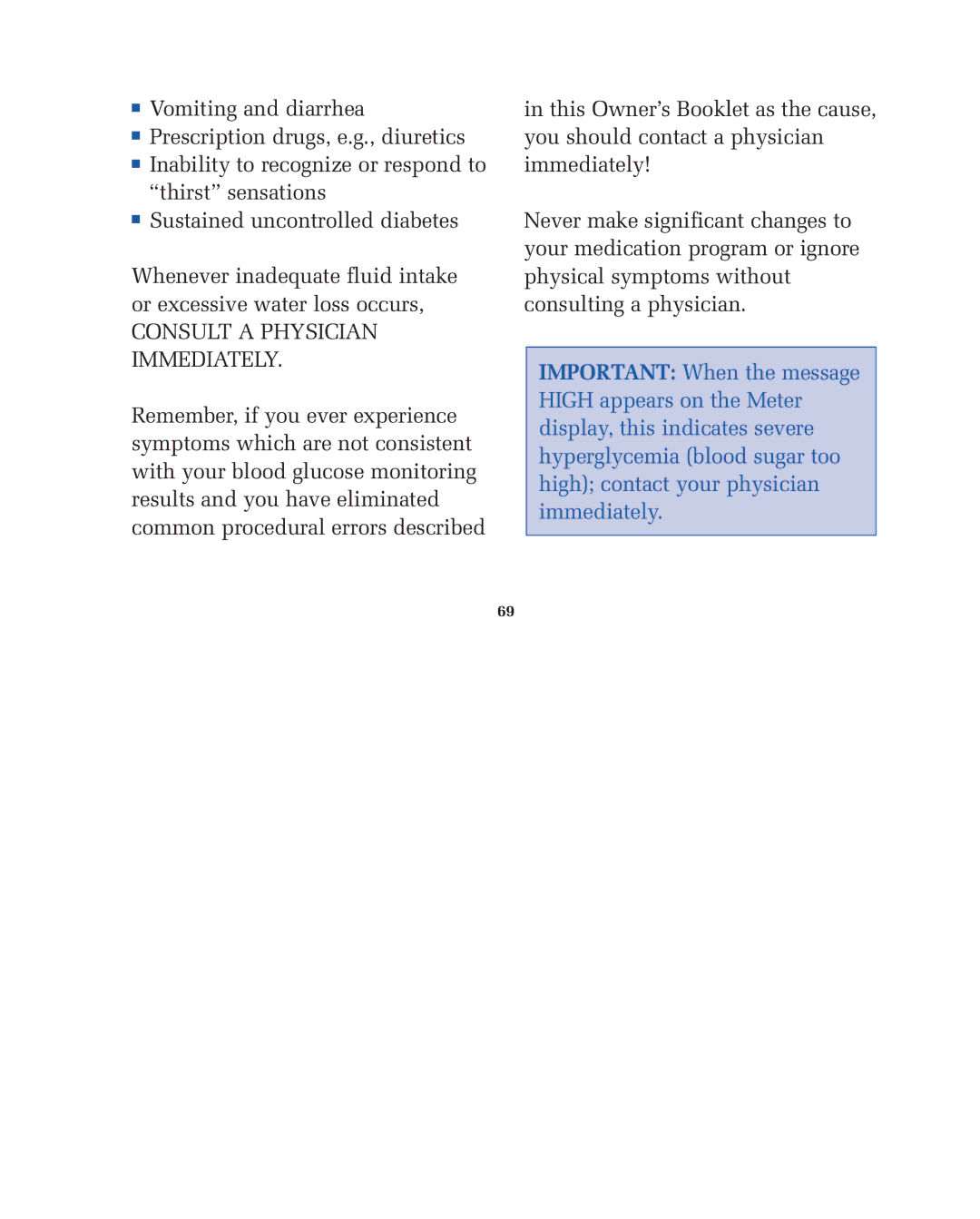 Lifescan blood glucose monitoring system manual Consult a Physician Immediately 