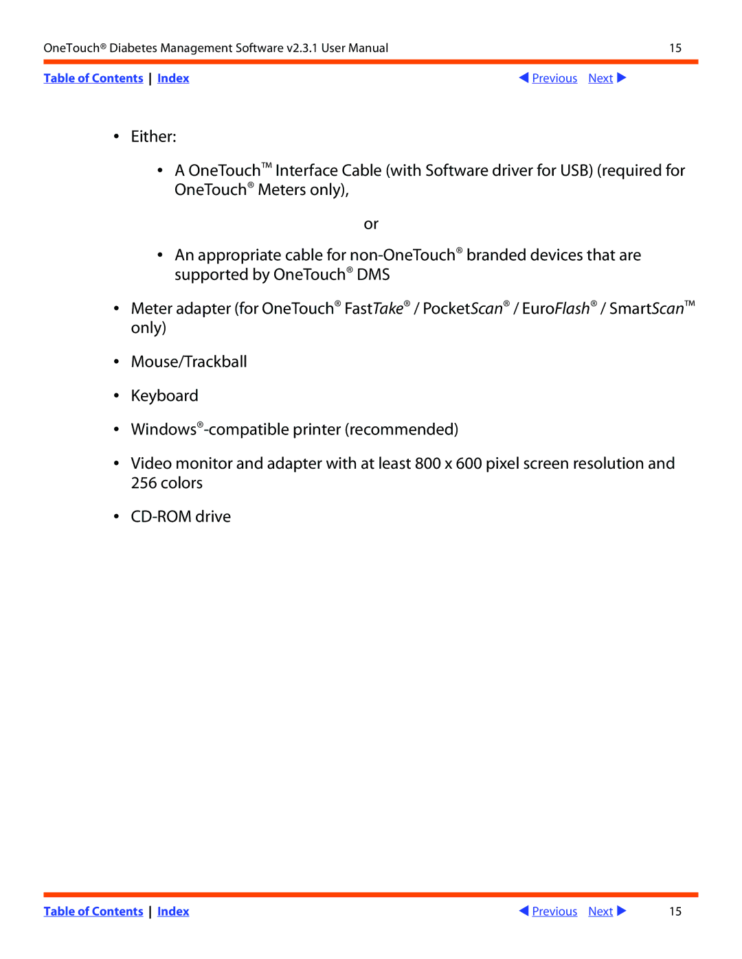 Lifescan Diabetes Management Software v2.3.1 manual Table of Contents Index 