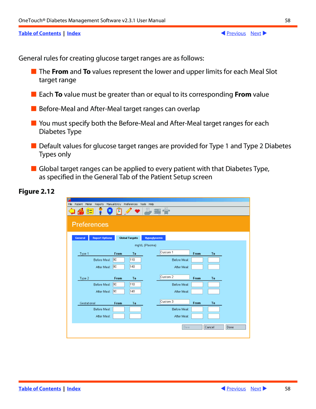 Lifescan Diabetes Management Software v2.3.1 manual Table of Contents Index 