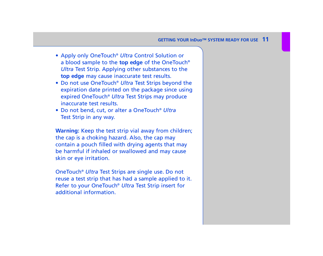 Lifescan In Duo manual Getting Your InDuo System Ready for USE 