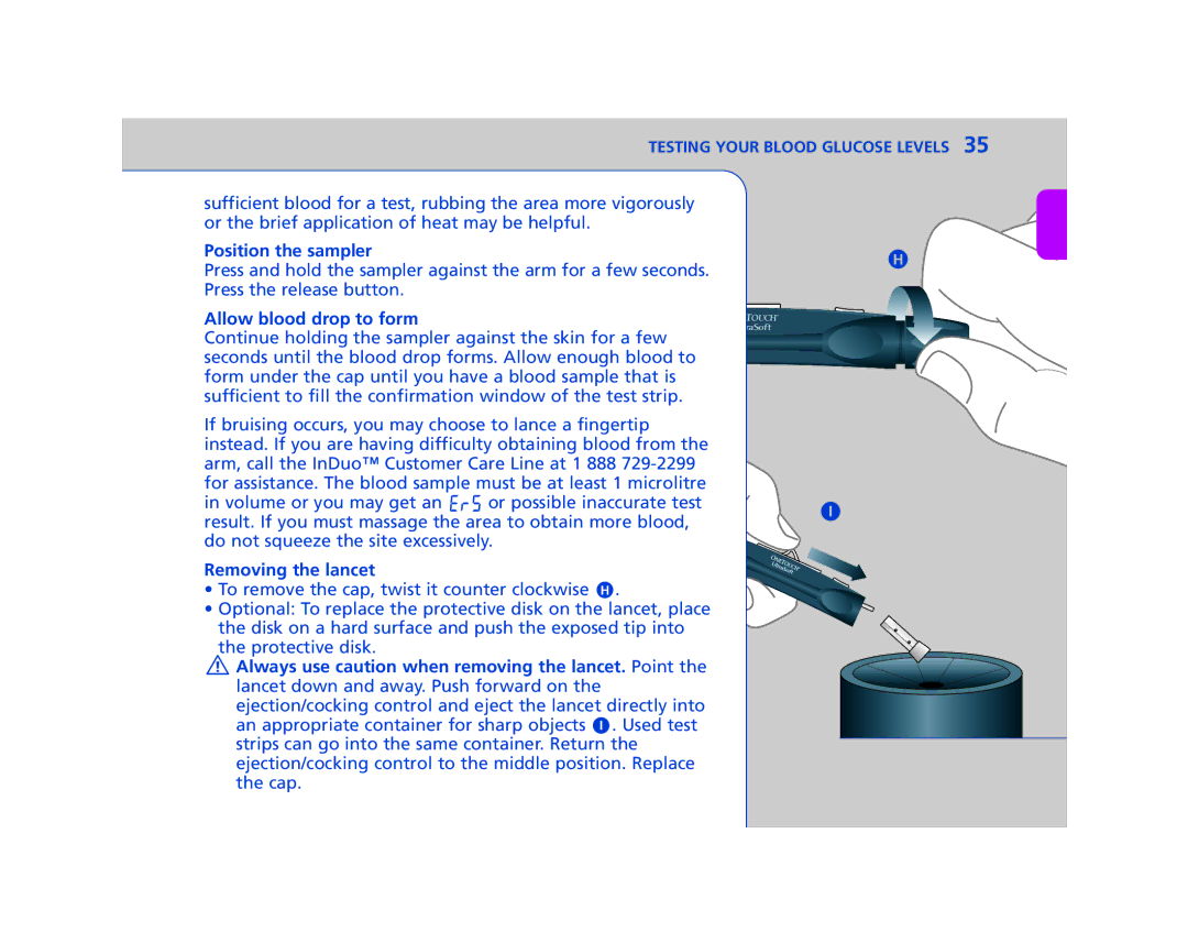 Lifescan In Duo manual Position the sampler 