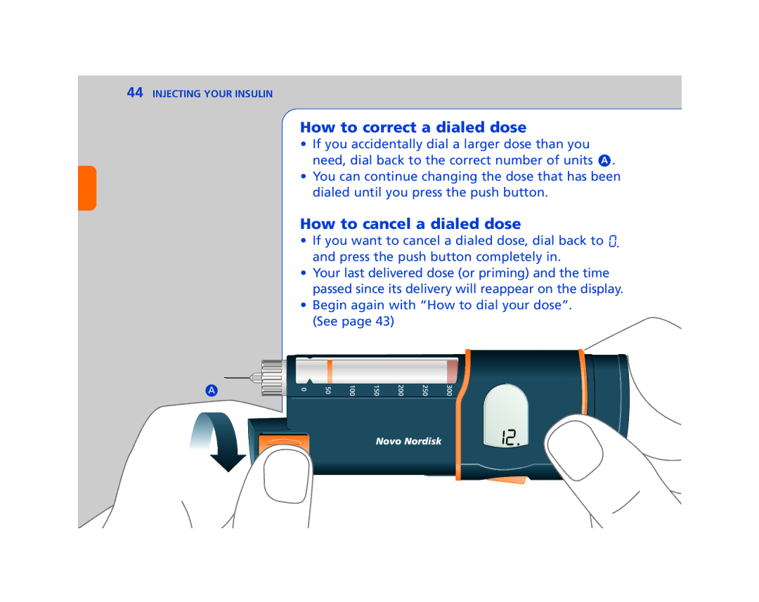 Lifescan In Duo manual How to correct a dialed dose, How to cancel a dialed dose 