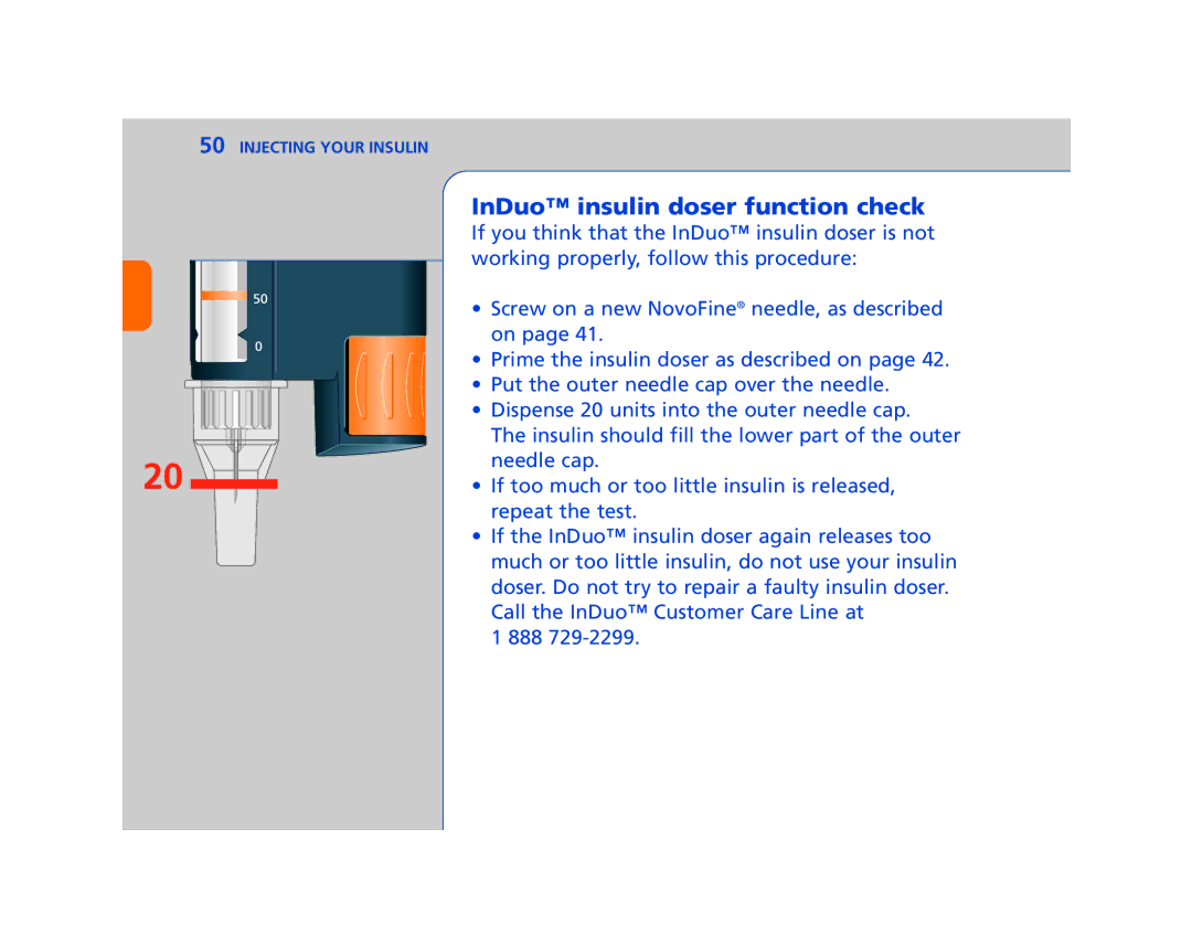 Lifescan In Duo manual InDuo insulin doser function check 