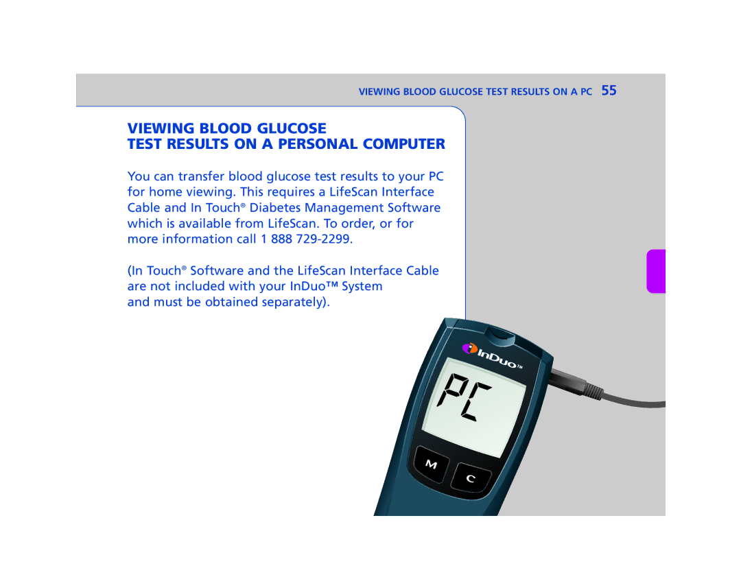 Lifescan In Duo manual Viewing Blood Glucose Test Results on a Personal Computer 