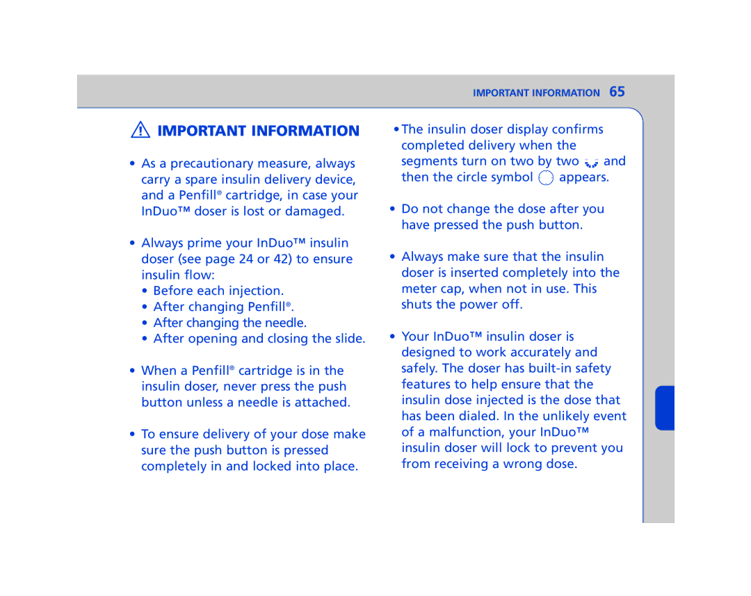 Lifescan In Duo manual Important Information 