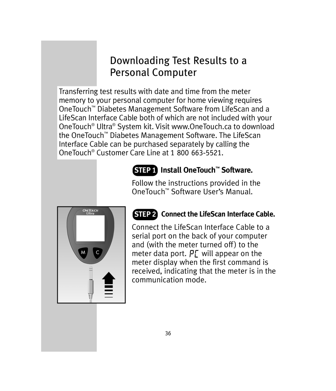 Lifescan OneTouch Ultra manual Downloading Test Results to a Personal Computer, Install OneTouch Software 