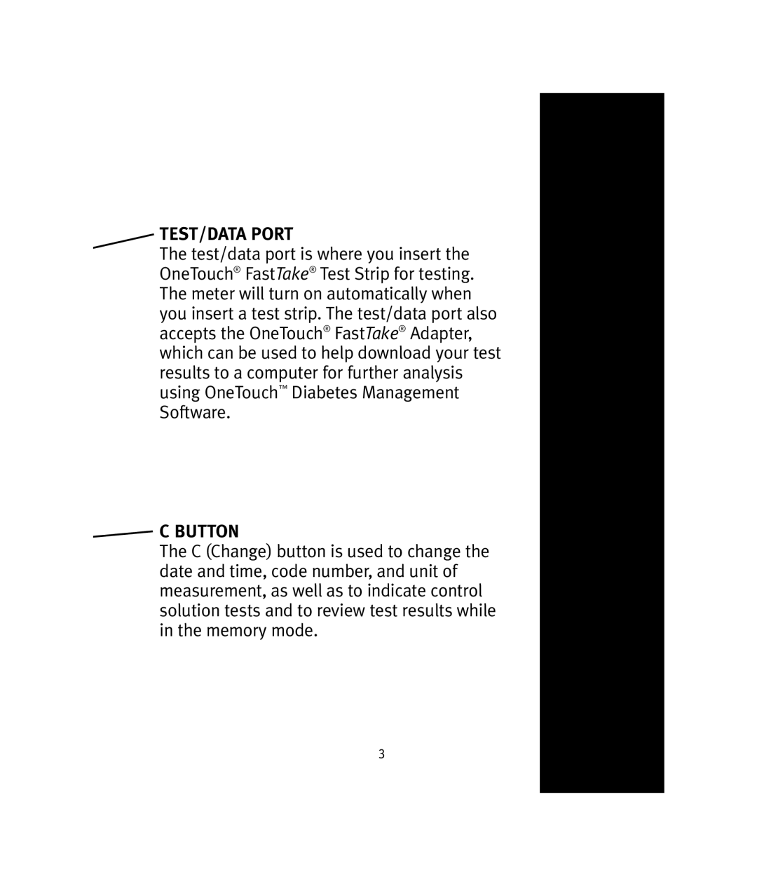 Lifescan OneTouch manual TEST/DATA Port 