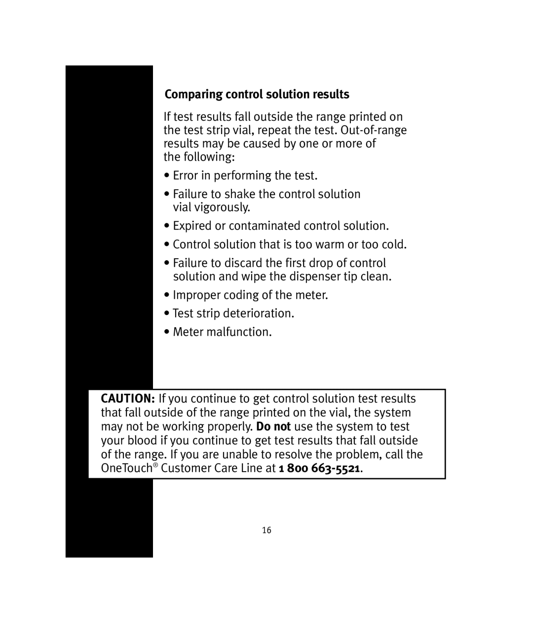 Lifescan OneTouch manual Comparing control solution results 