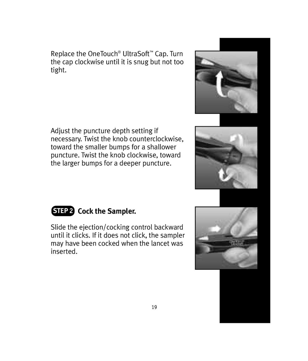 Lifescan OneTouch manual Cock the Sampler 