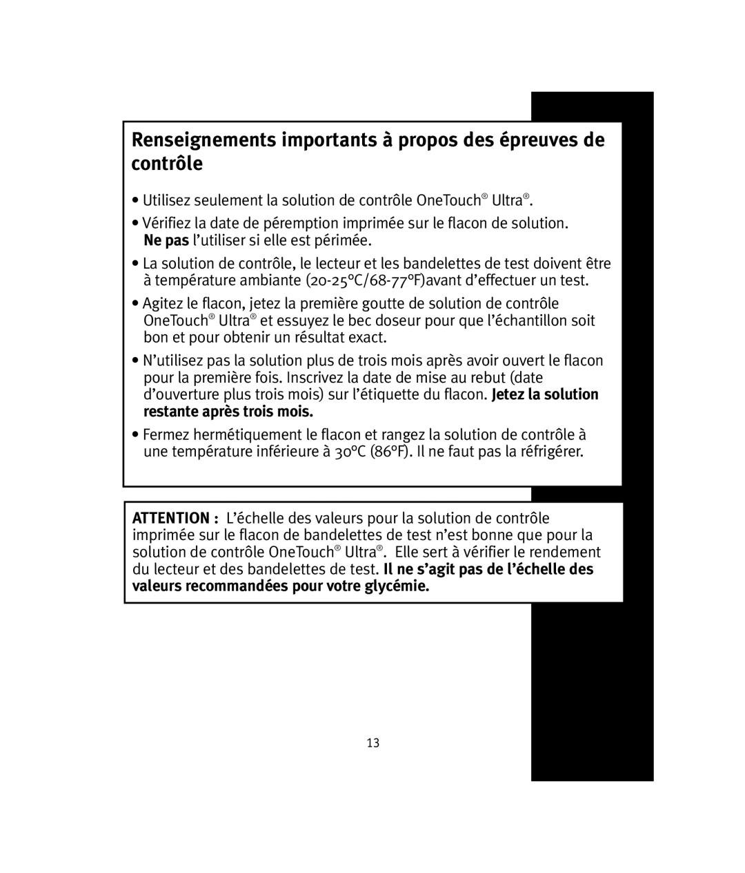 Lifescan OneTouch manual Renseignements importants à propos des épreuves de contrôle 