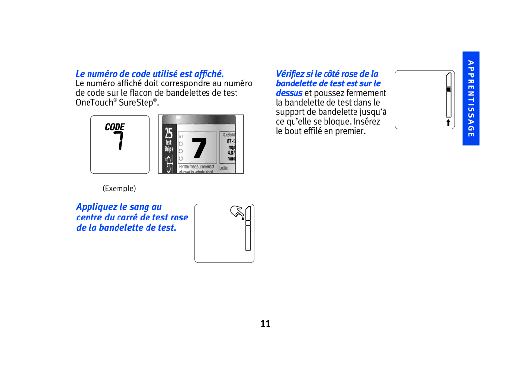 Lifescan SPD2410BD manual Le numéro de code utilisé est affiché 