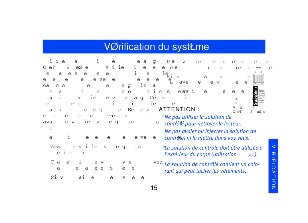 Lifescan SPD2410BD manual Vérification du système, Si vous laissez tomber le lecteur 